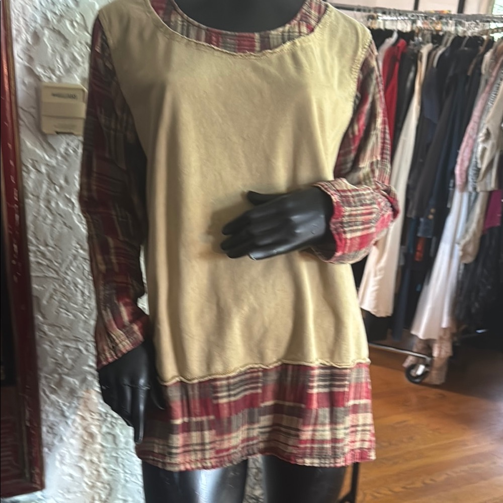 Plaid Patchwork Long Sleeve Top